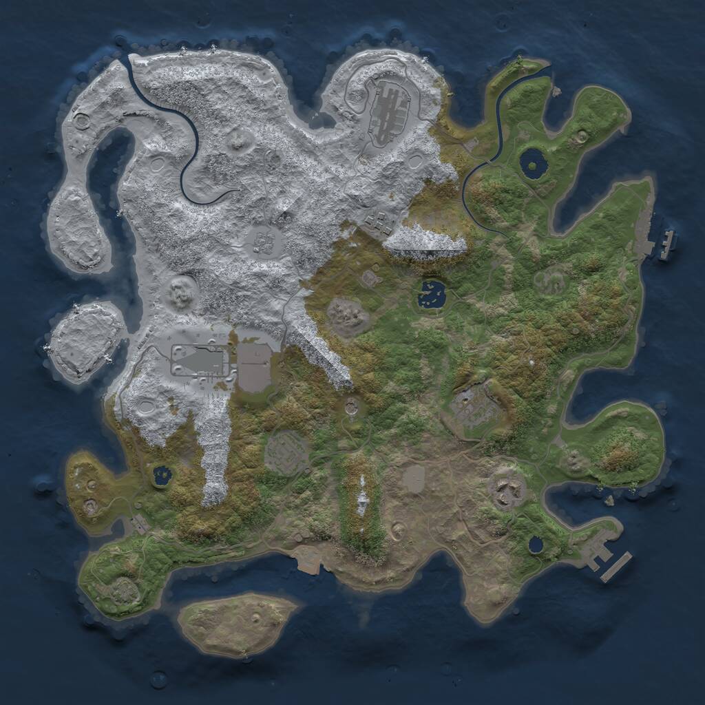 Rust Map: Procedural Map, Size: 3700, Seed: 324982007, 13 Monuments
