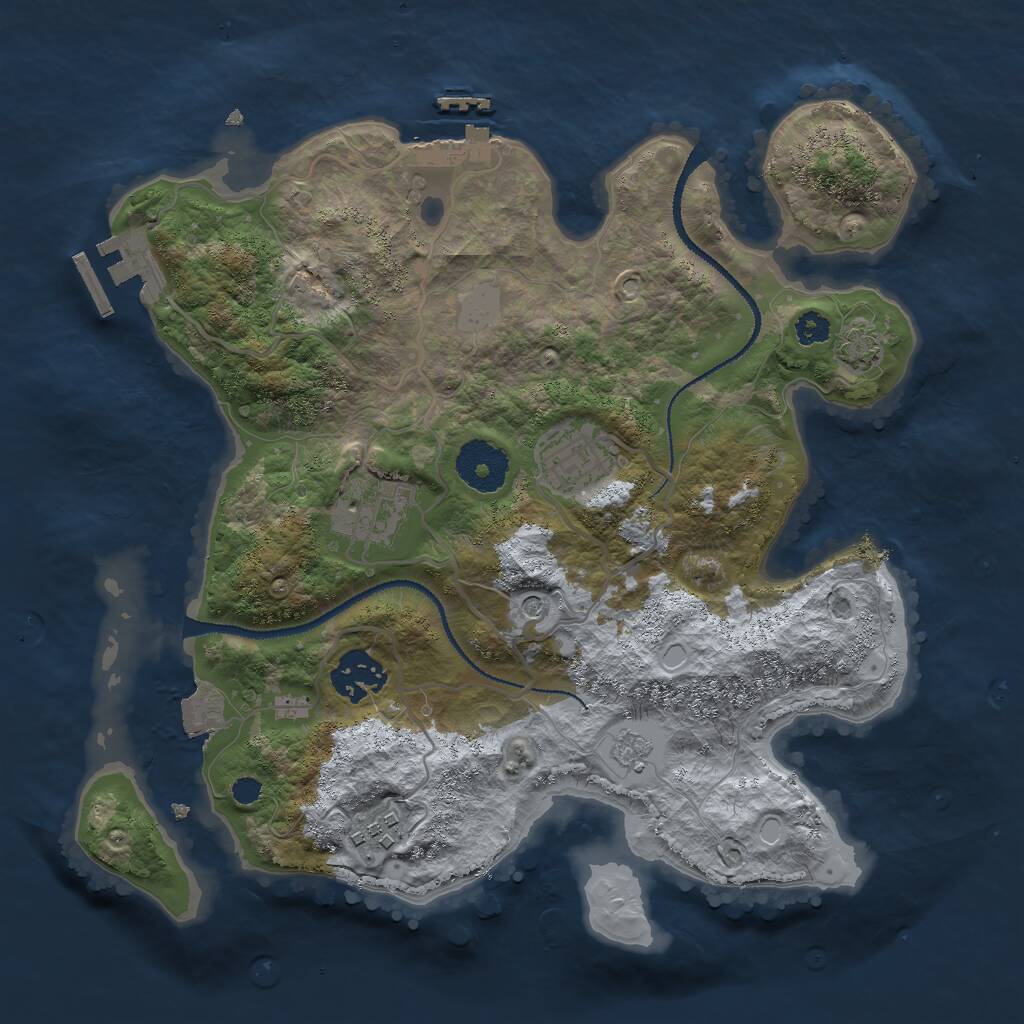 Rust Map: Procedural Map, Size: 3000, Seed: 1998587841, 10 Monuments