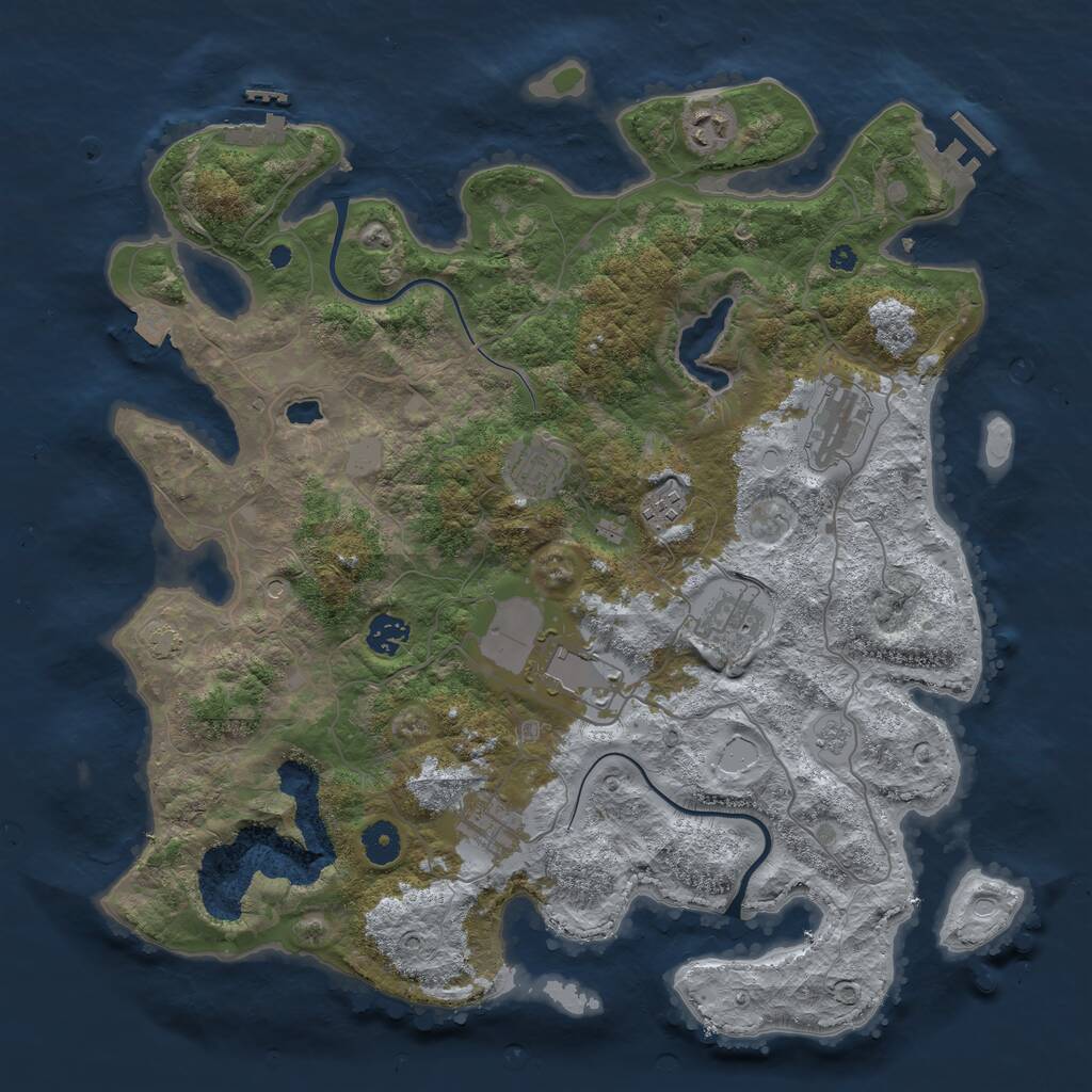Rust Map: Procedural Map, Size: 4000, Seed: 805688435, 14 Monuments