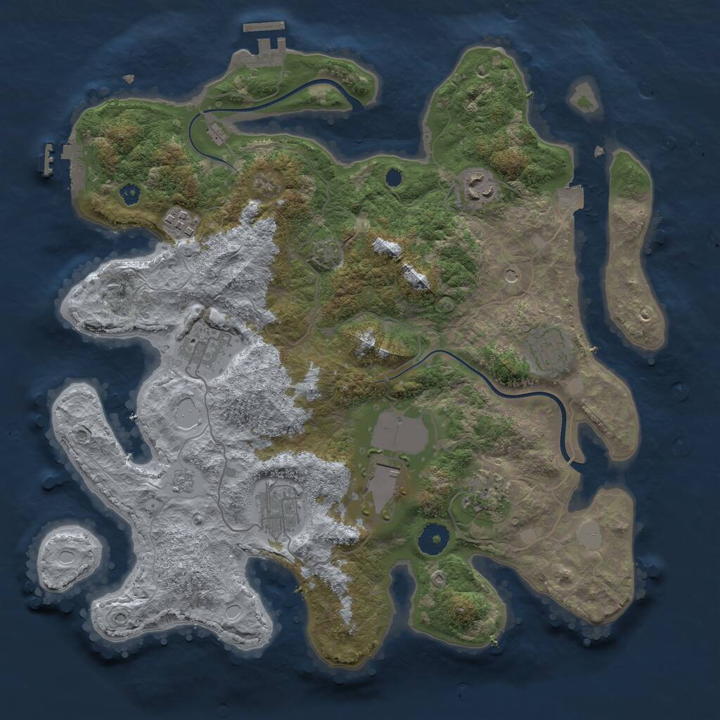 Rust Map: Procedural Map, Size: 3500, Seed: 786259387, 13 Monuments