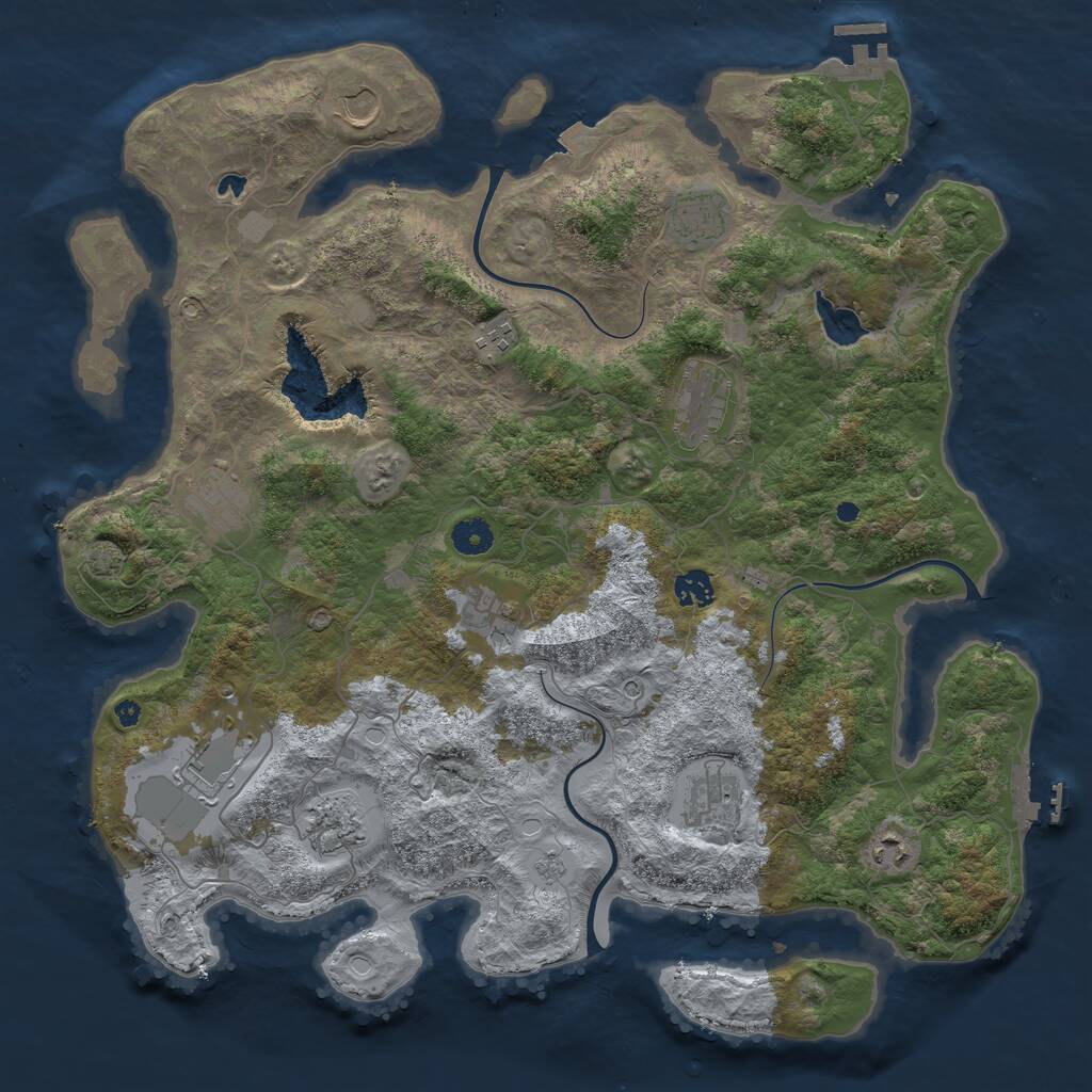 Rust Map: Procedural Map, Size: 4200, Seed: 590974219, 17 Monuments