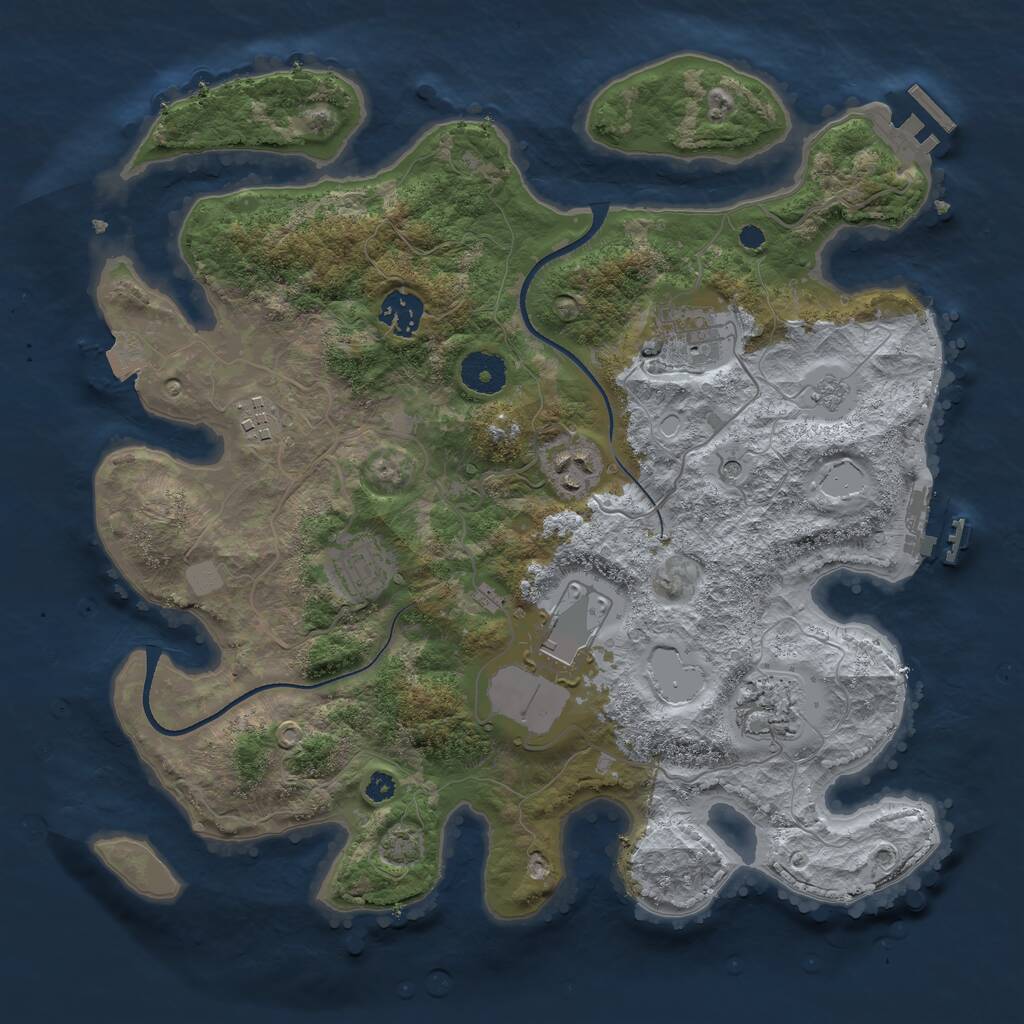 Rust Map: Procedural Map, Size: 3500, Seed: 734240353, 13 Monuments