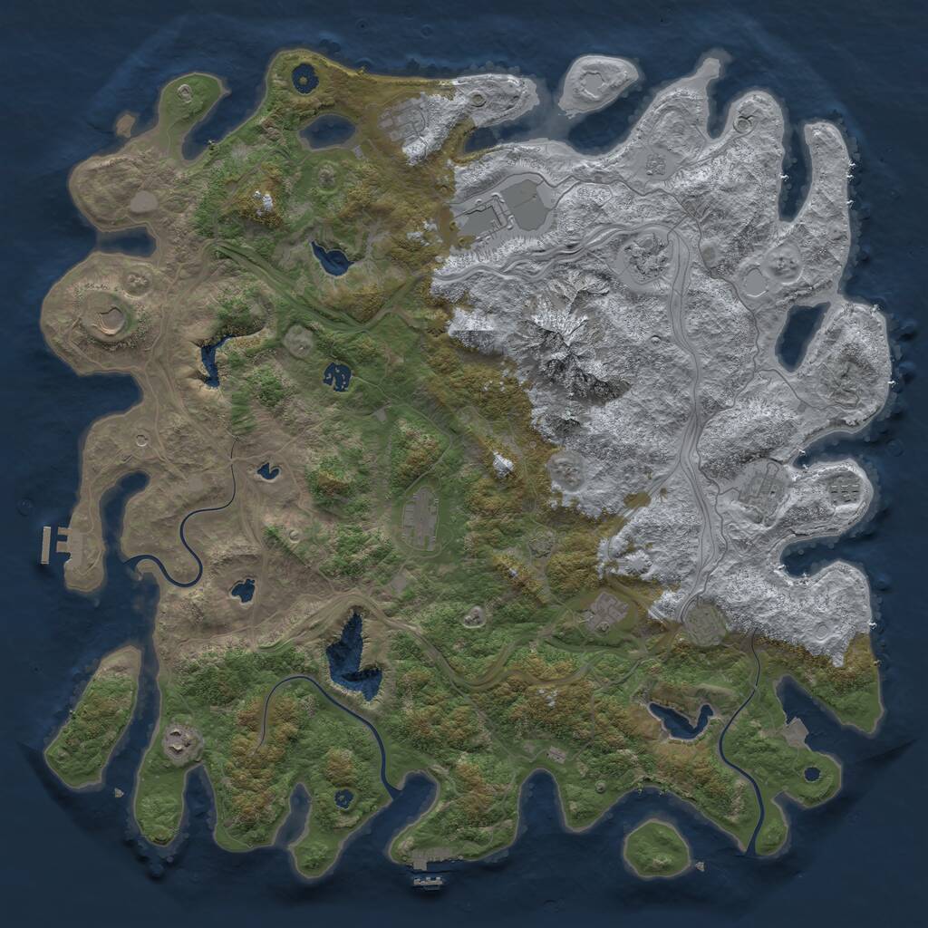 Rust Map: Procedural Map, Size: 5000, Seed: 2023653424, 17 Monuments