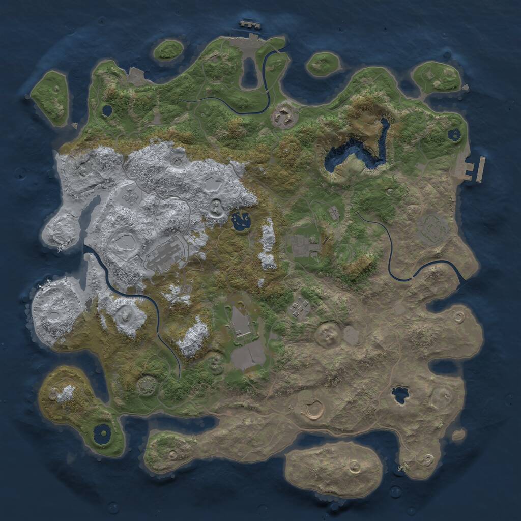 Rust Map: Procedural Map, Size: 4050, Seed: 488208458, 14 Monuments