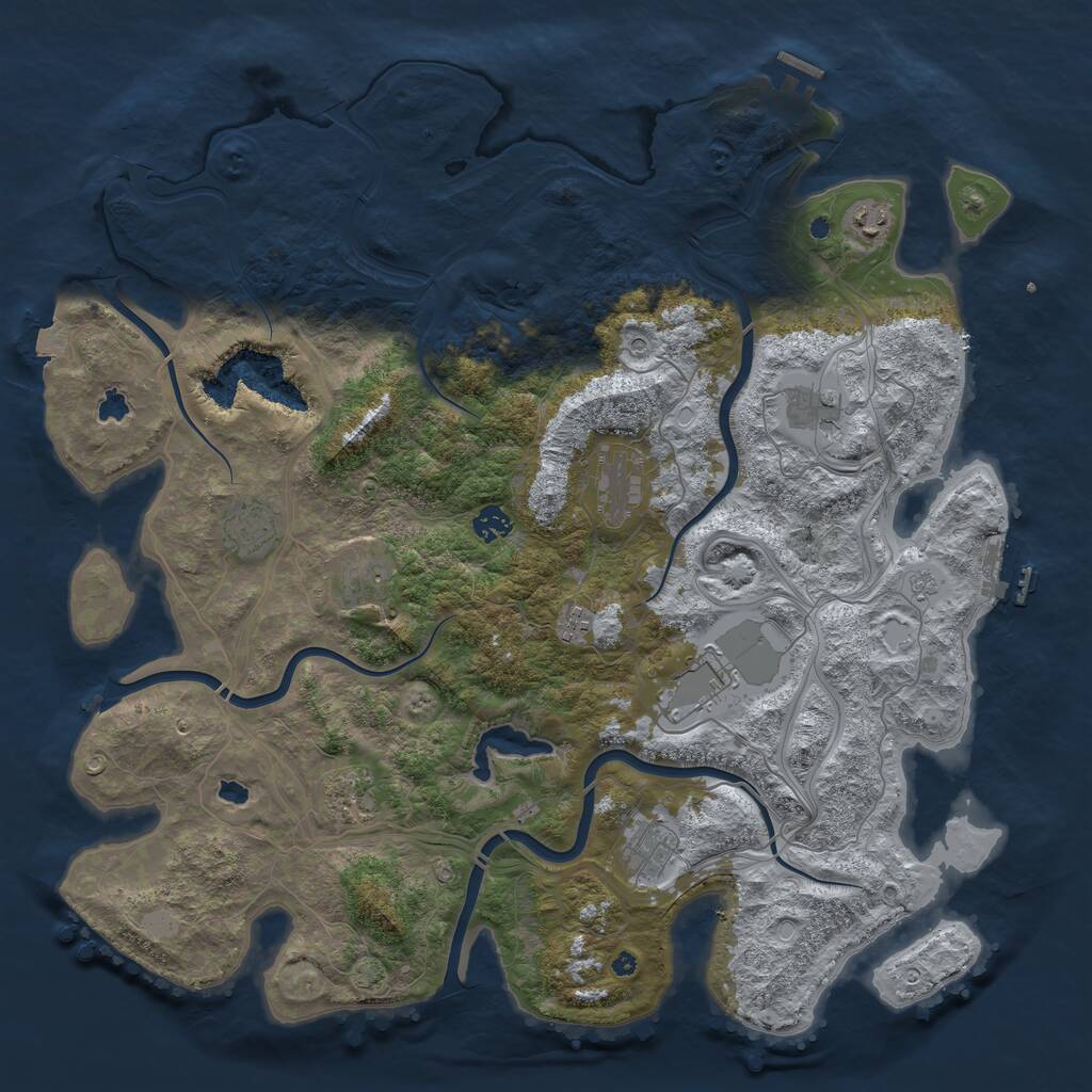 Rust Map: Procedural Map, Size: 4500, Seed: 1414077343, 16 Monuments