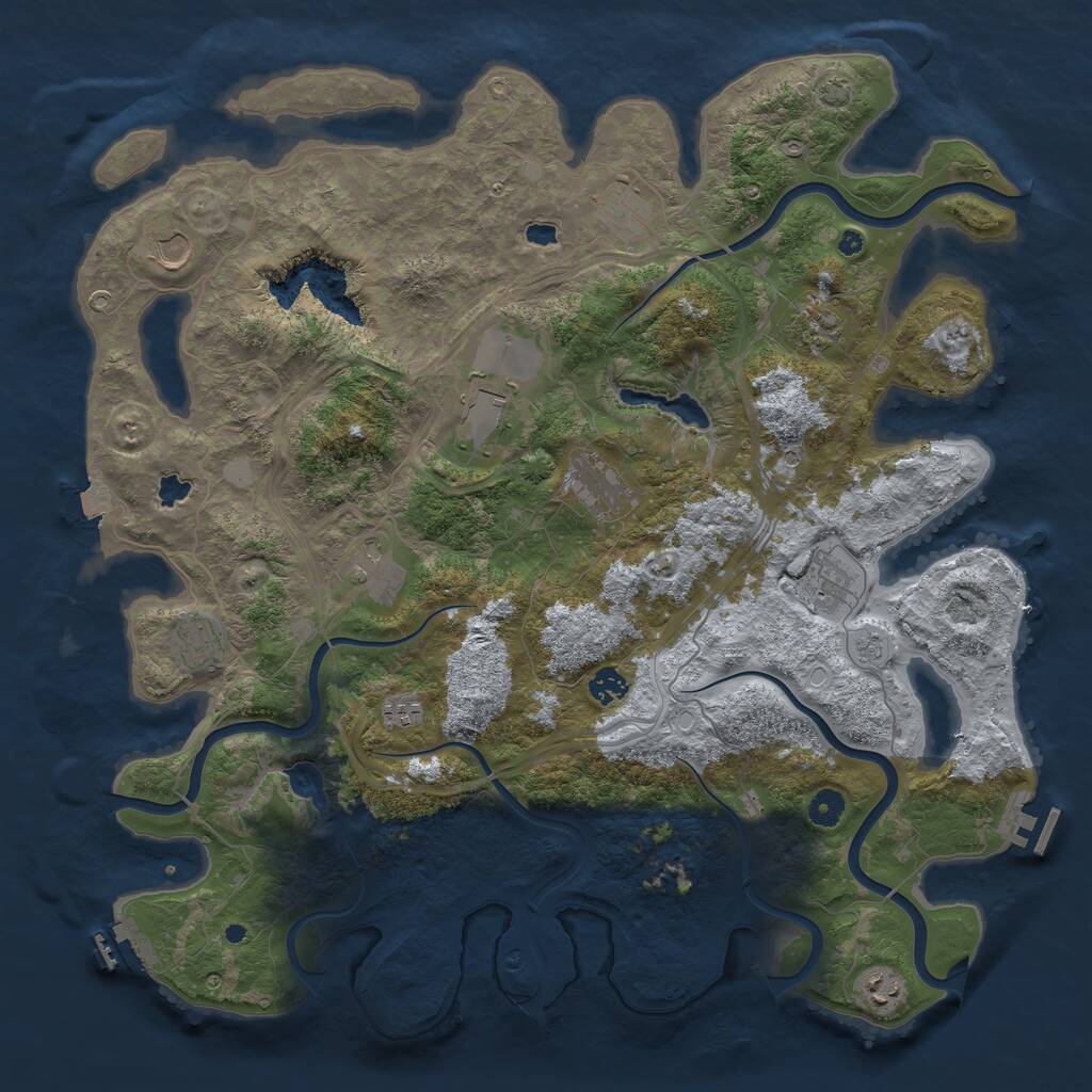 Rust Map: Procedural Map, Size: 4500, Seed: 11451489, 17 Monuments
