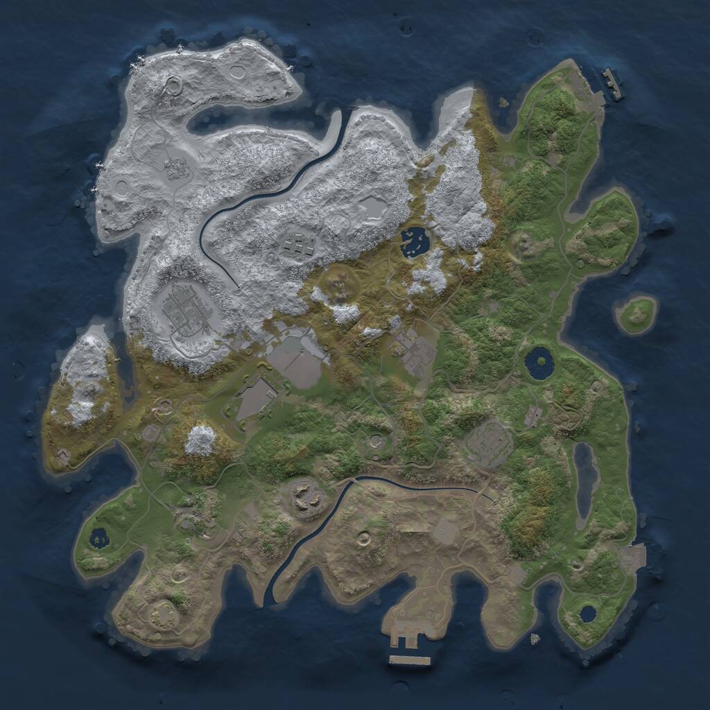 Rust Map: Procedural Map, Size: 3500, Seed: 708705059, 14 Monuments