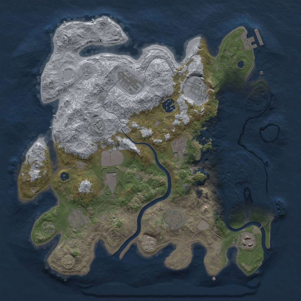 Rust Map: Procedural Map, Size: 3500, Seed: 708705059, 15 Monuments