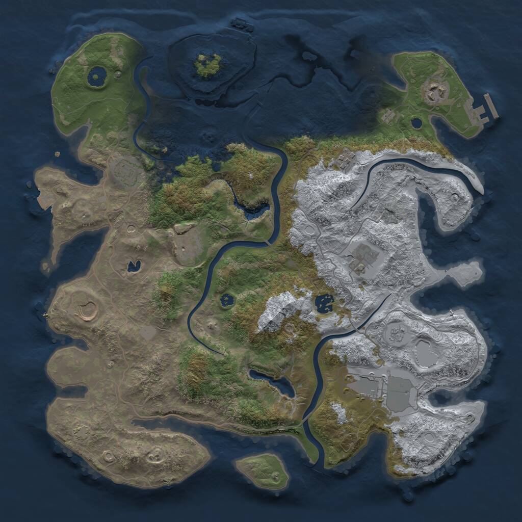 Rust Map: Procedural Map, Size: 4000, Seed: 1362780634, 14 Monuments
