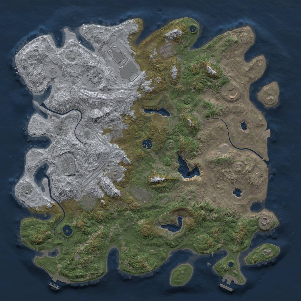 Rust Map: Procedural Map, Size: 4500, Seed: 630997962, 17 Monuments