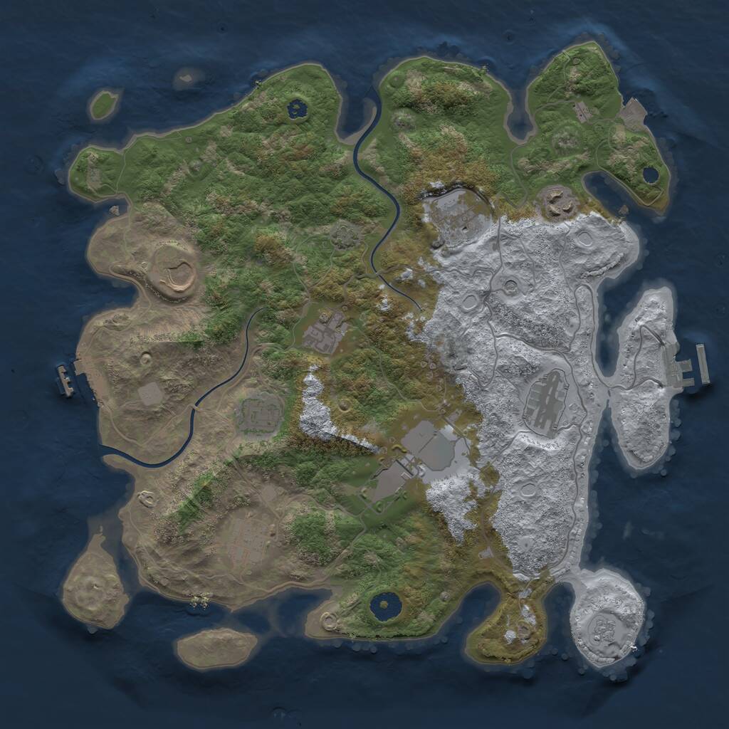 Rust Map: Procedural Map, Size: 3700, Seed: 1570934934, 14 Monuments