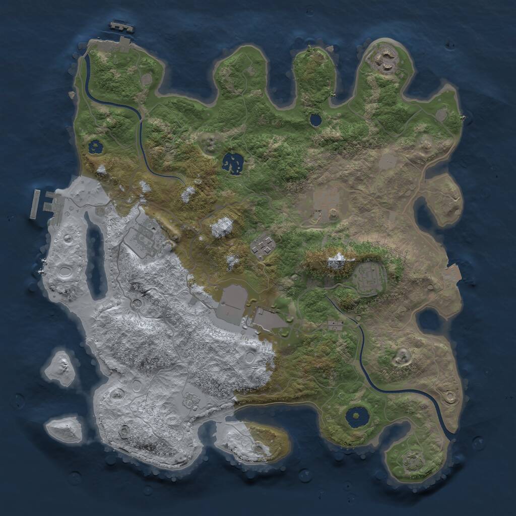 Rust Map: Procedural Map, Size: 3500, Seed: 1548403226, 13 Monuments