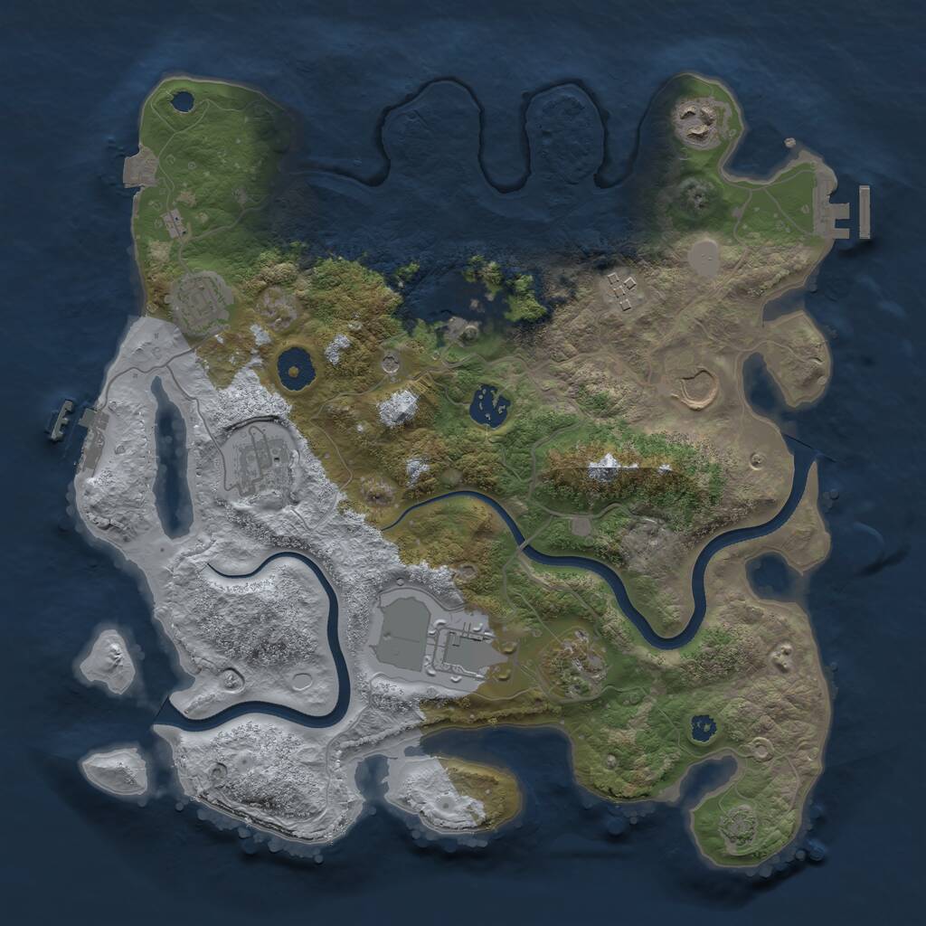 Rust Map: Procedural Map, Size: 3500, Seed: 1548403226, 14 Monuments
