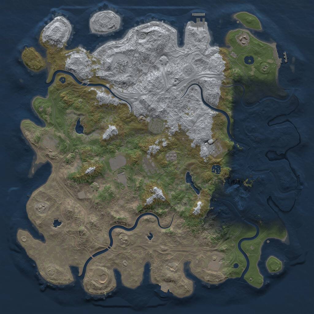 Rust Map: Procedural Map, Size: 4918, Seed: 7194, 17 Monuments