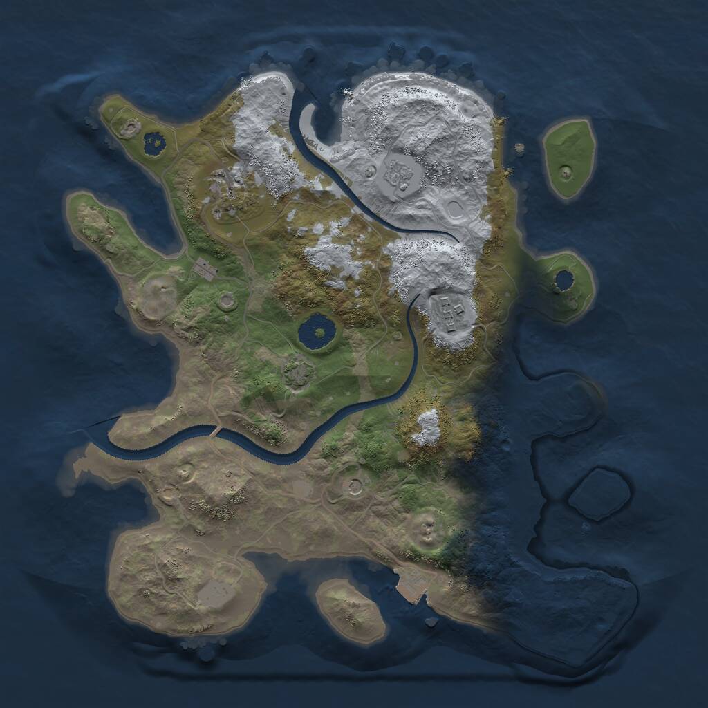Rust Map: Procedural Map, Size: 3000, Seed: 38324, 6 Monuments