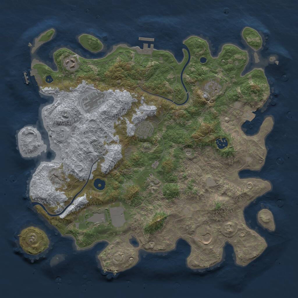 Rust Map: Procedural Map, Size: 3899, Seed: 155, 15 Monuments