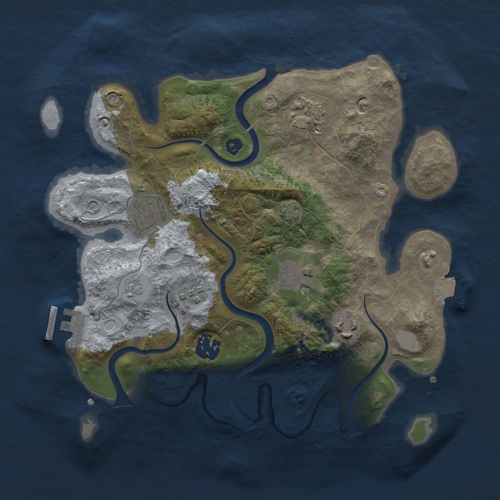 Rust Map: Procedural Map, Size: 3000, Seed: 280946243, 11 Monuments