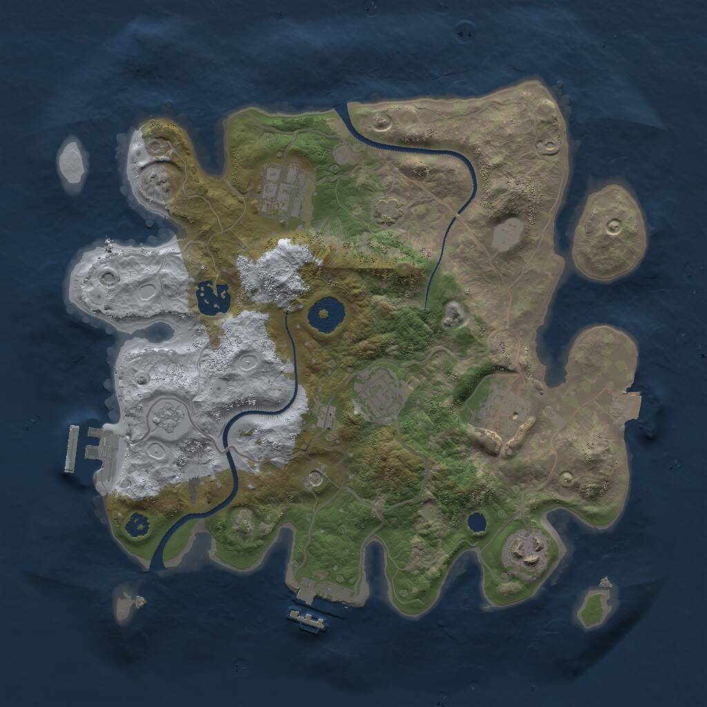 Rust Map: Procedural Map, Size: 3000, Seed: 280946243, 11 Monuments