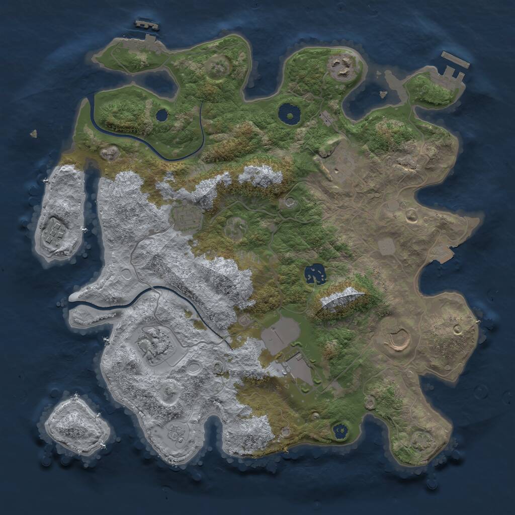 Rust Map: Procedural Map, Size: 3500, Seed: 1258912829, 14 Monuments