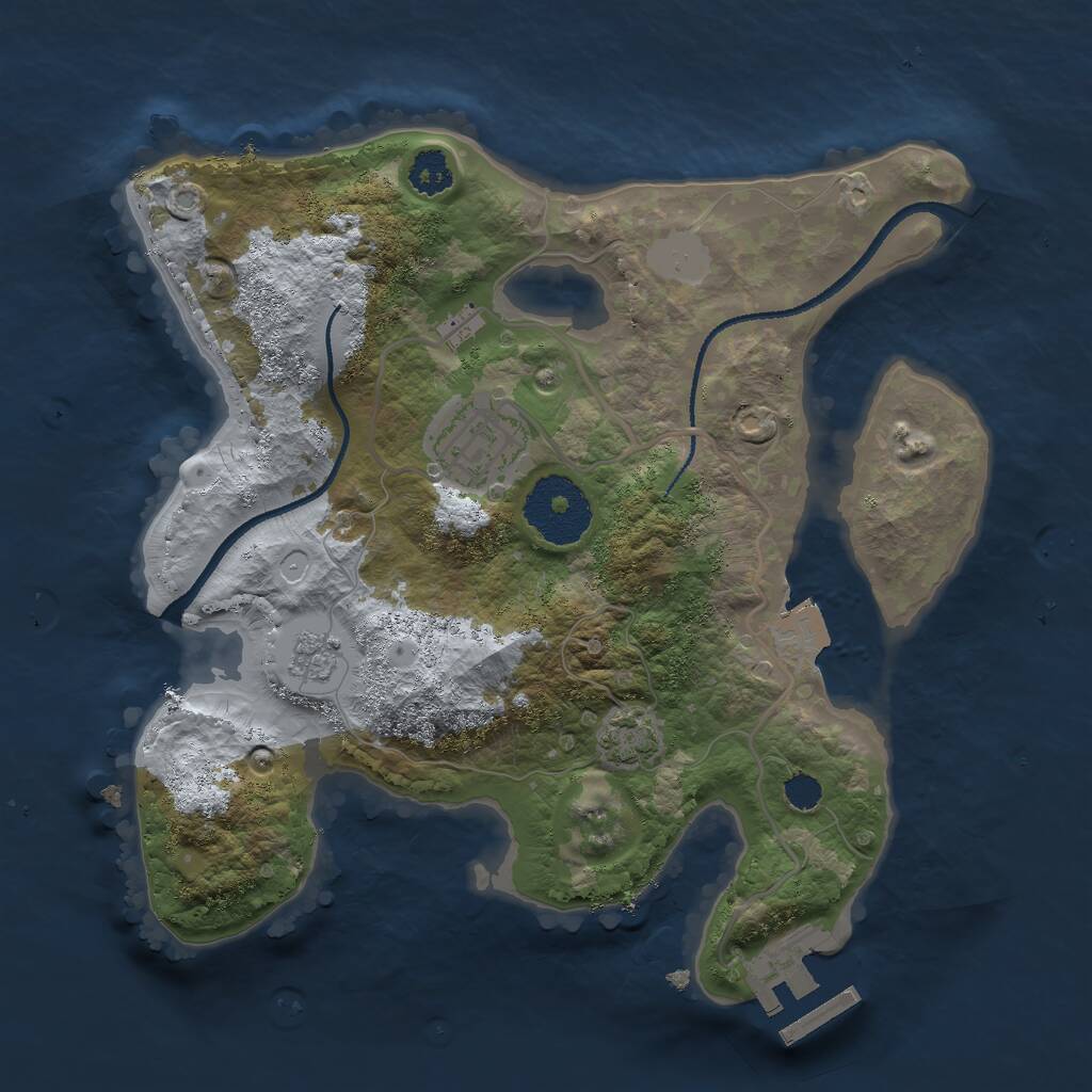 Rust Map: Procedural Map, Size: 2500, Seed: 697736466, 5 Monuments