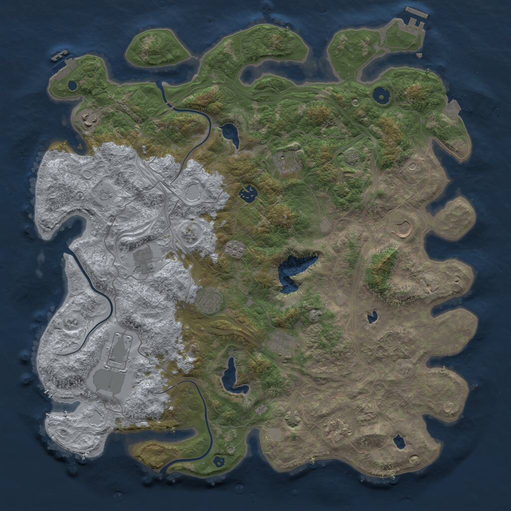 Rust Map: Procedural Map, Size: 4500, Seed: 1030, 16 Monuments
