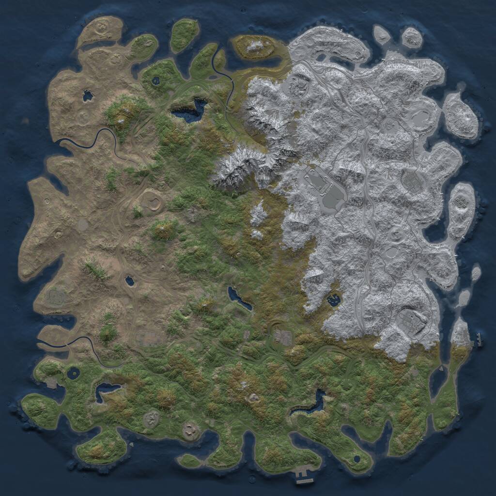 Rust Map: Procedural Map, Size: 6000, Seed: 1376176252, 17 Monuments