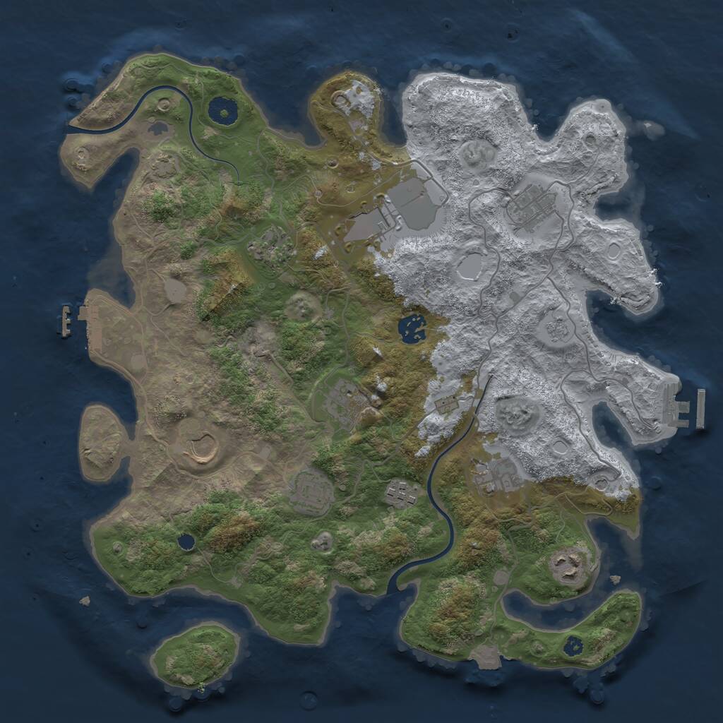 Rust Map: Procedural Map, Size: 3700, Seed: 389729940, 16 Monuments