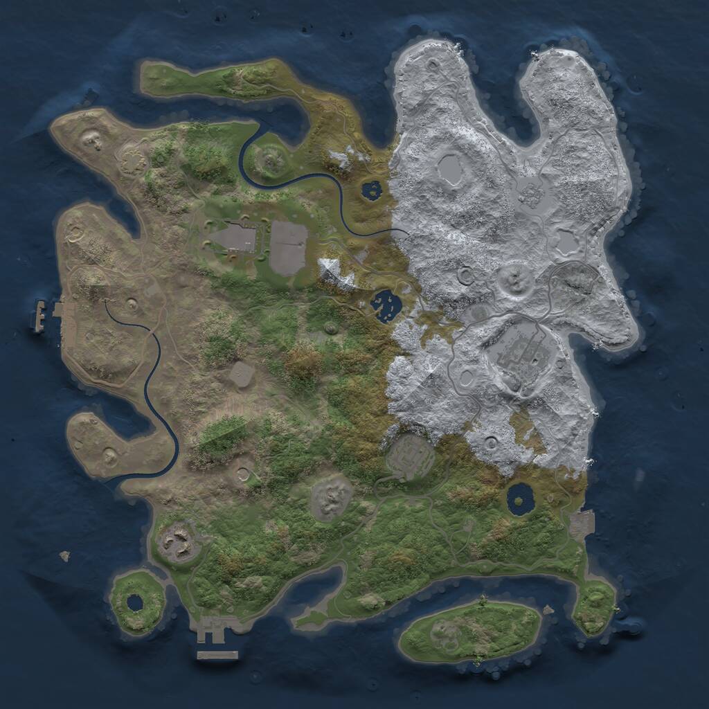 Rust Map: Procedural Map, Size: 3500, Seed: 93748355, 11 Monuments