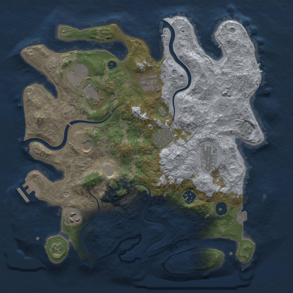 Rust Map: Procedural Map, Size: 3500, Seed: 93748355, 13 Monuments