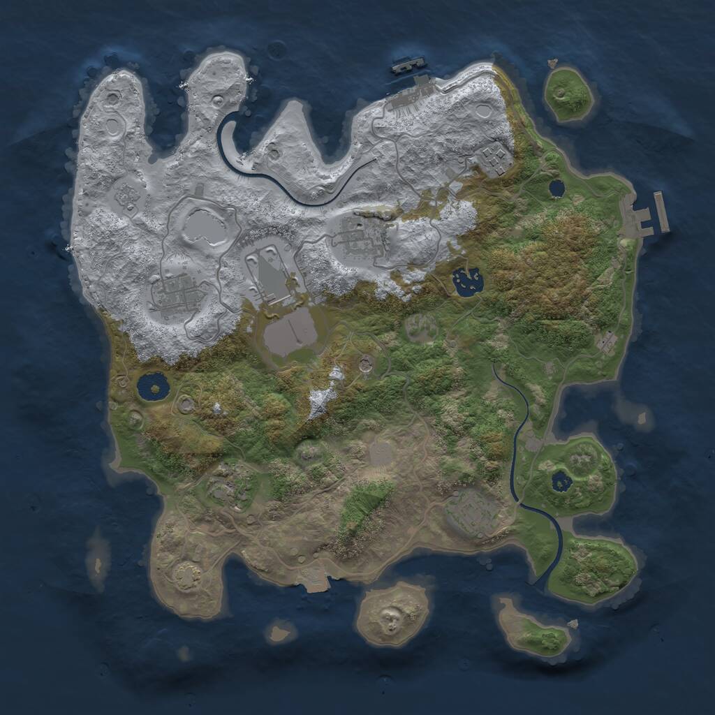 Rust Map: Procedural Map, Size: 3500, Seed: 670474180, 13 Monuments