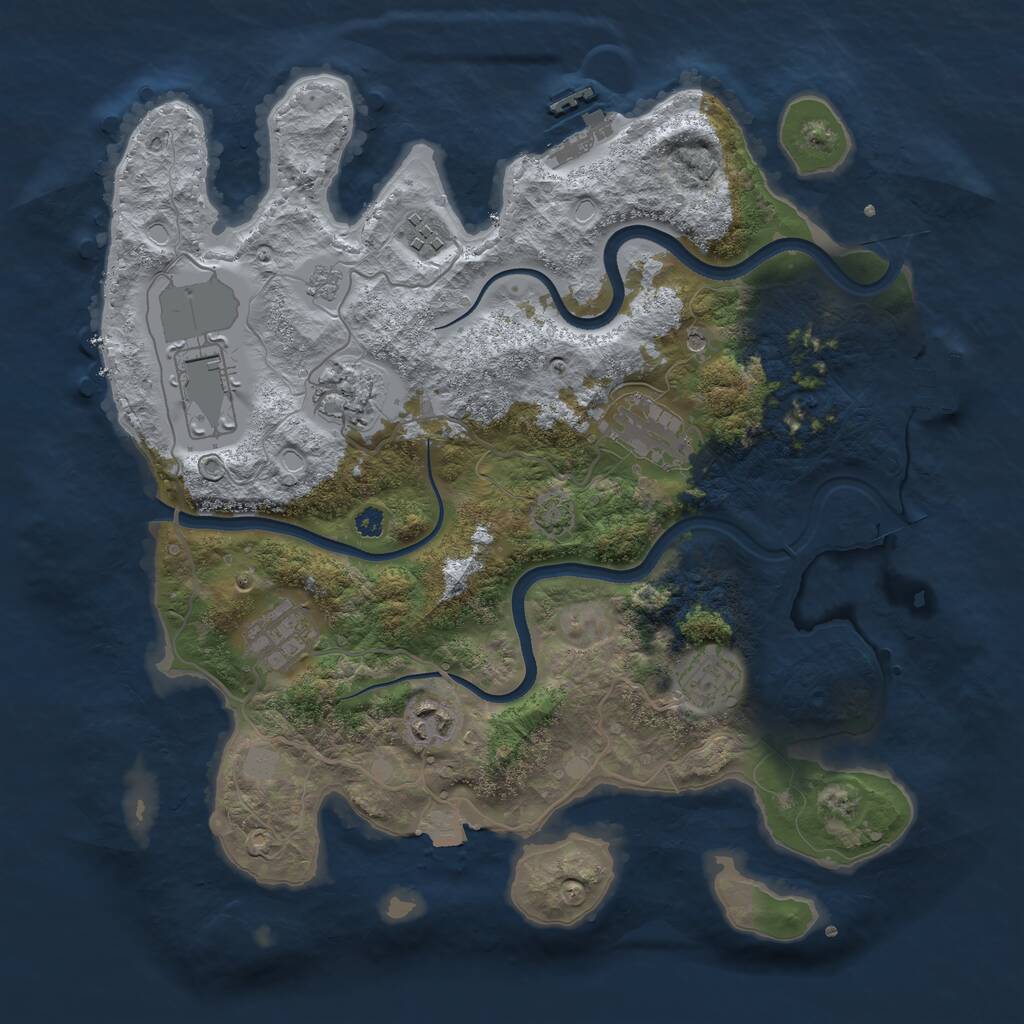 Rust Map: Procedural Map, Size: 3500, Seed: 670474180, 13 Monuments