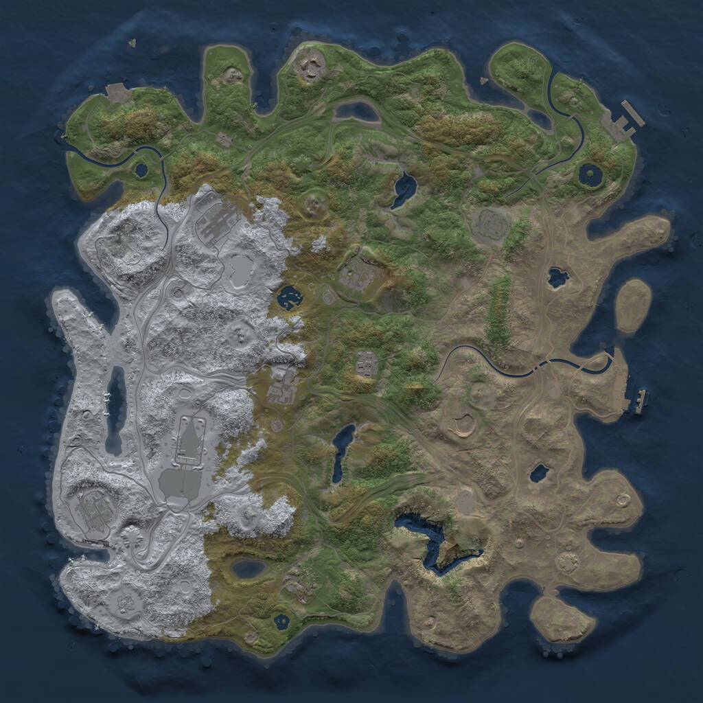 Rust Map: Procedural Map, Size: 4500, Seed: 1065441789, 17 Monuments