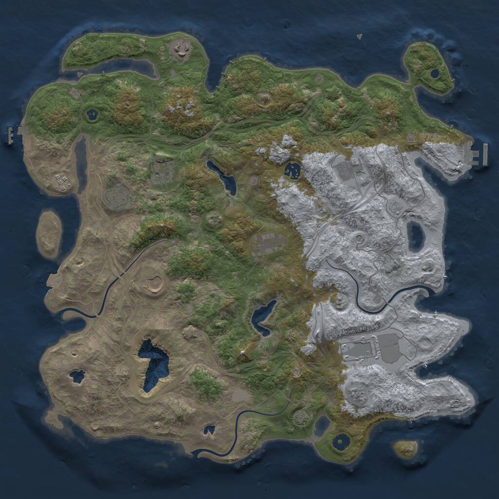 Rust Map: Procedural Map, Size: 4500, Seed: 1920243908, 15 Monuments