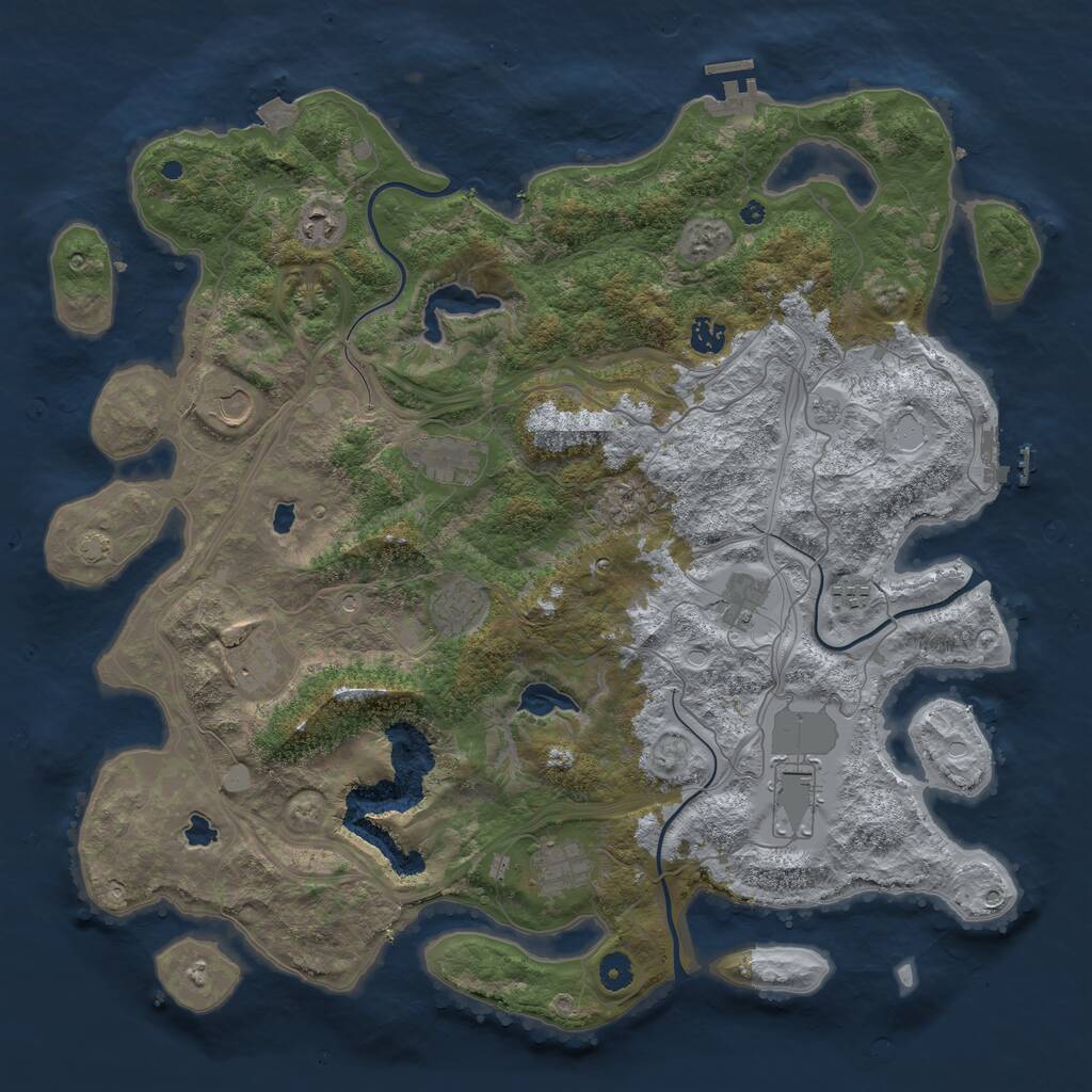 Rust Map: Procedural Map, Size: 4500, Seed: 1855742186, 16 Monuments