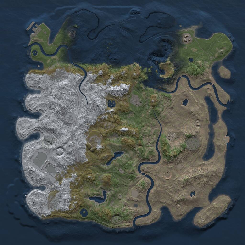 Rust Map: Procedural Map, Size: 4500, Seed: 1450665274, 16 Monuments
