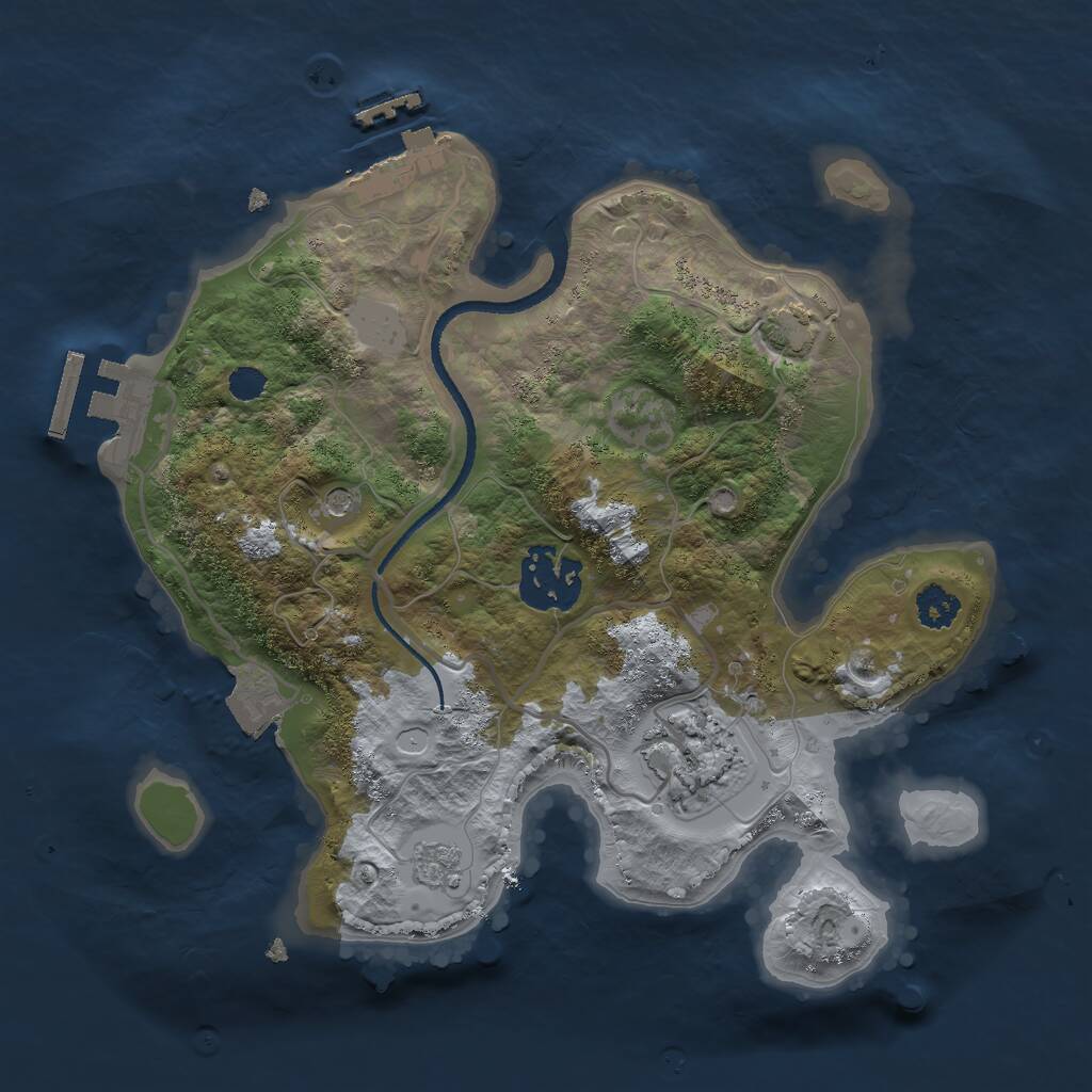 Rust Map: Procedural Map, Size: 2520, Seed: 50000, 8 Monuments