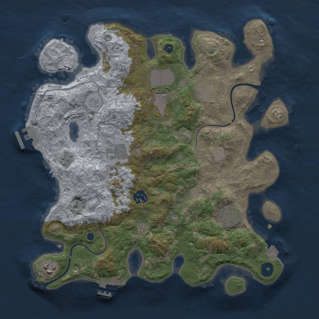 Rust Map: Procedural Map, Size: 3500, Seed: 461045347, 13 Monuments