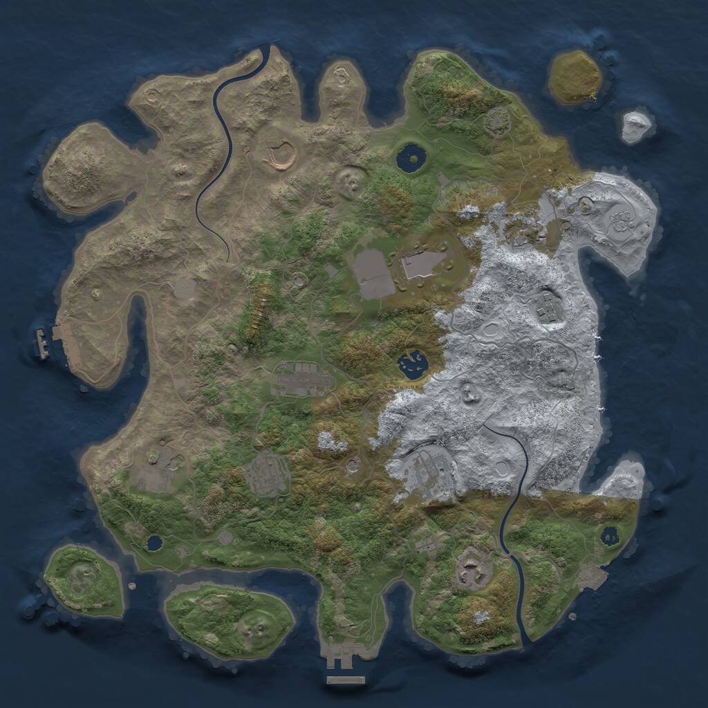 Rust Map: Procedural Map, Size: 3750, Seed: 703252, 16 Monuments