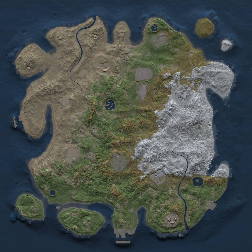 Rust Map: Procedural Map, Size: 3750, Seed: 703252, 16 Monuments