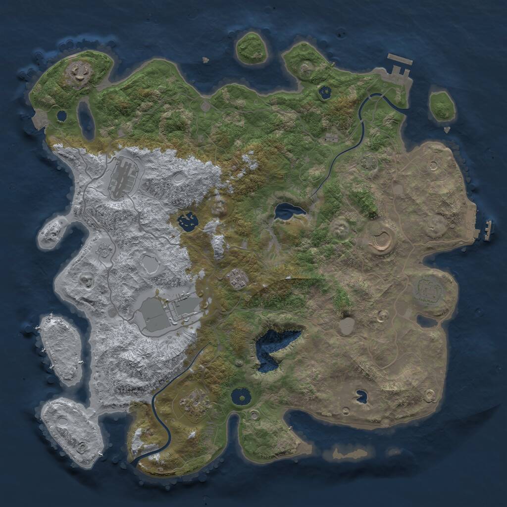 Rust Map: Procedural Map, Size: 4000, Seed: 45378, 14 Monuments