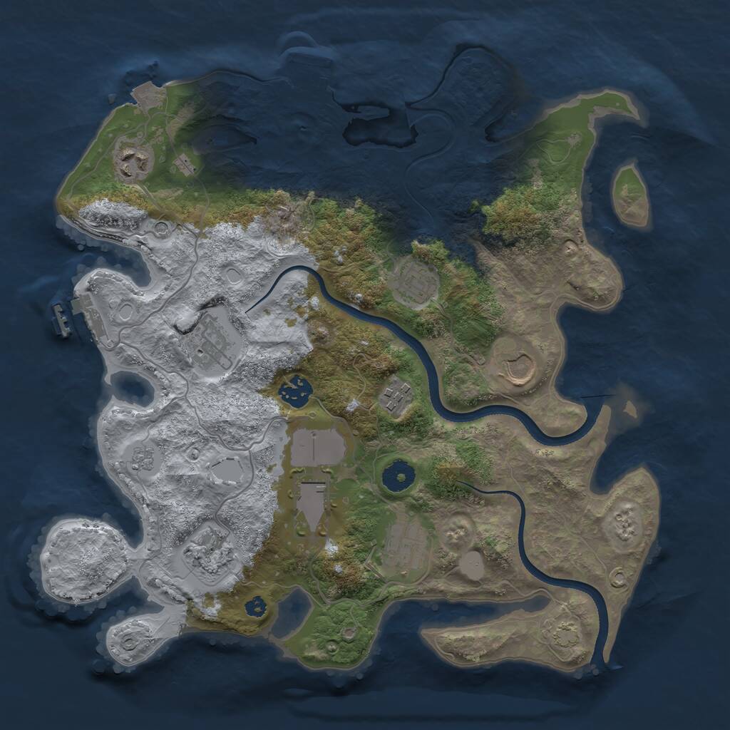 Rust Map: Procedural Map, Size: 3500, Seed: 9737715, 15 Monuments