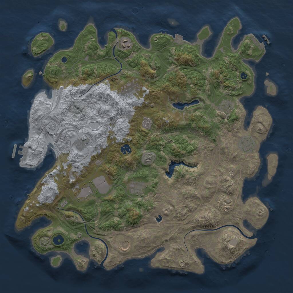 Rust Map: Procedural Map, Size: 4300, Seed: 888878, 17 Monuments