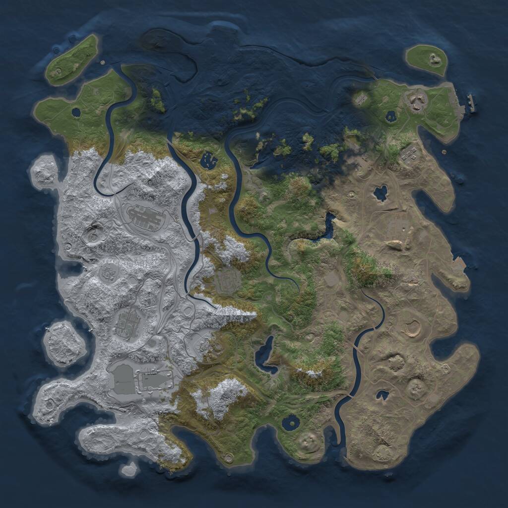 Rust Map: Procedural Map, Size: 4500, Seed: 287332379, 17 Monuments