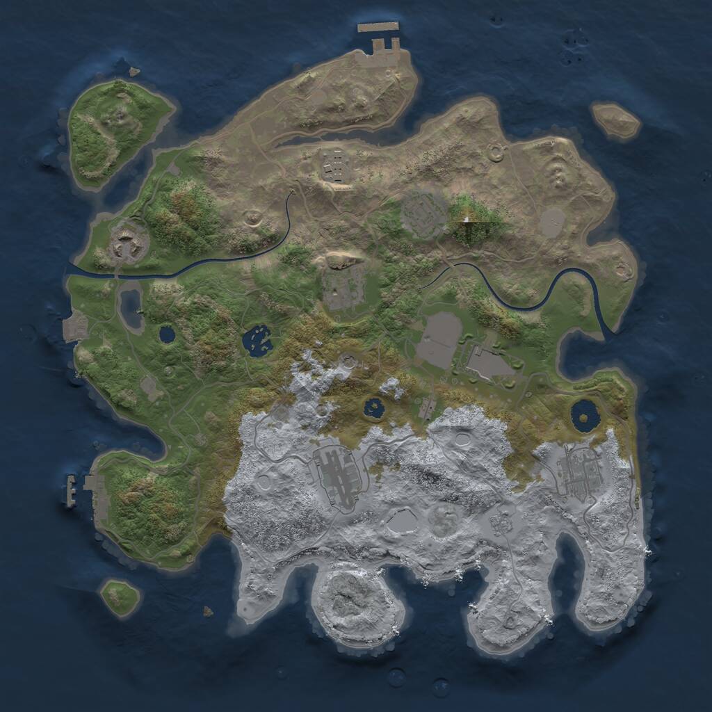 Rust Map: Procedural Map, Size: 3500, Seed: 509649876, 13 Monuments