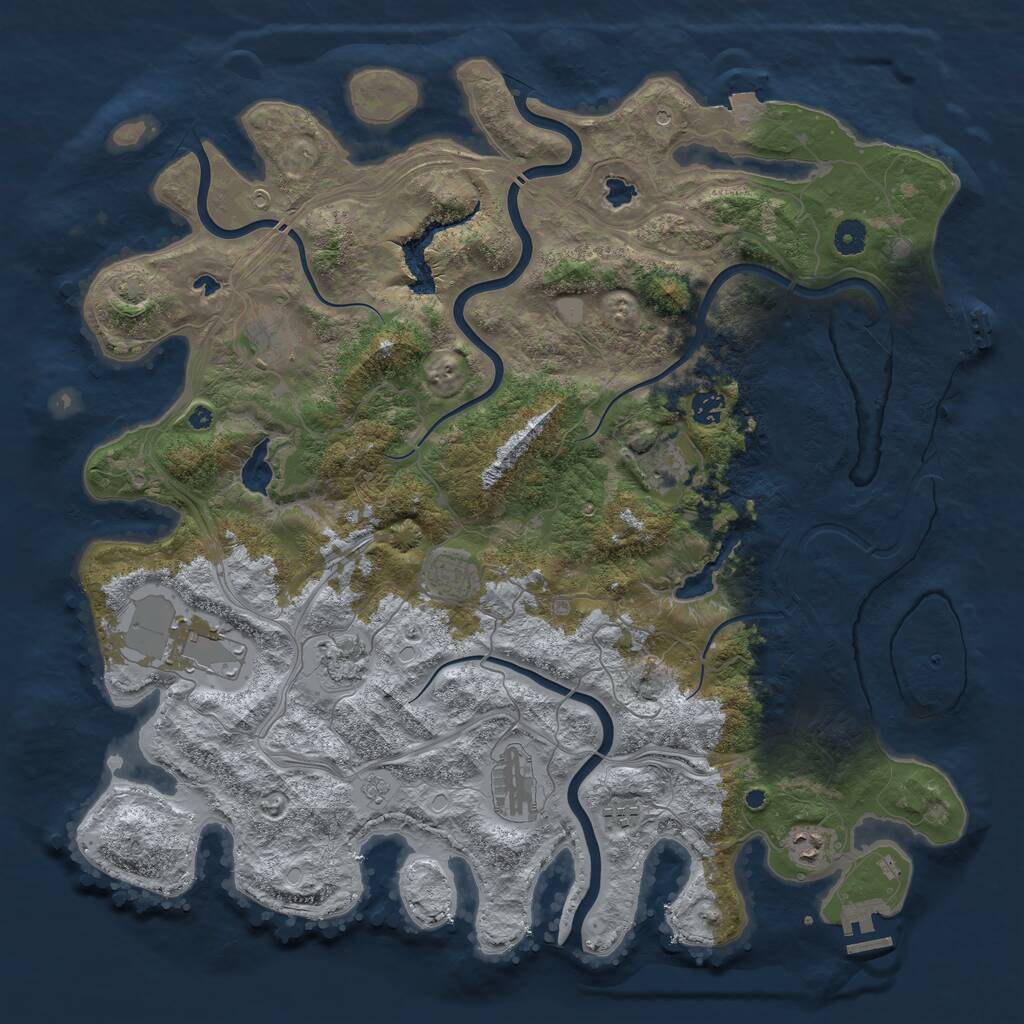 Rust Map: Procedural Map, Size: 4500, Seed: 1377110725, 15 Monuments