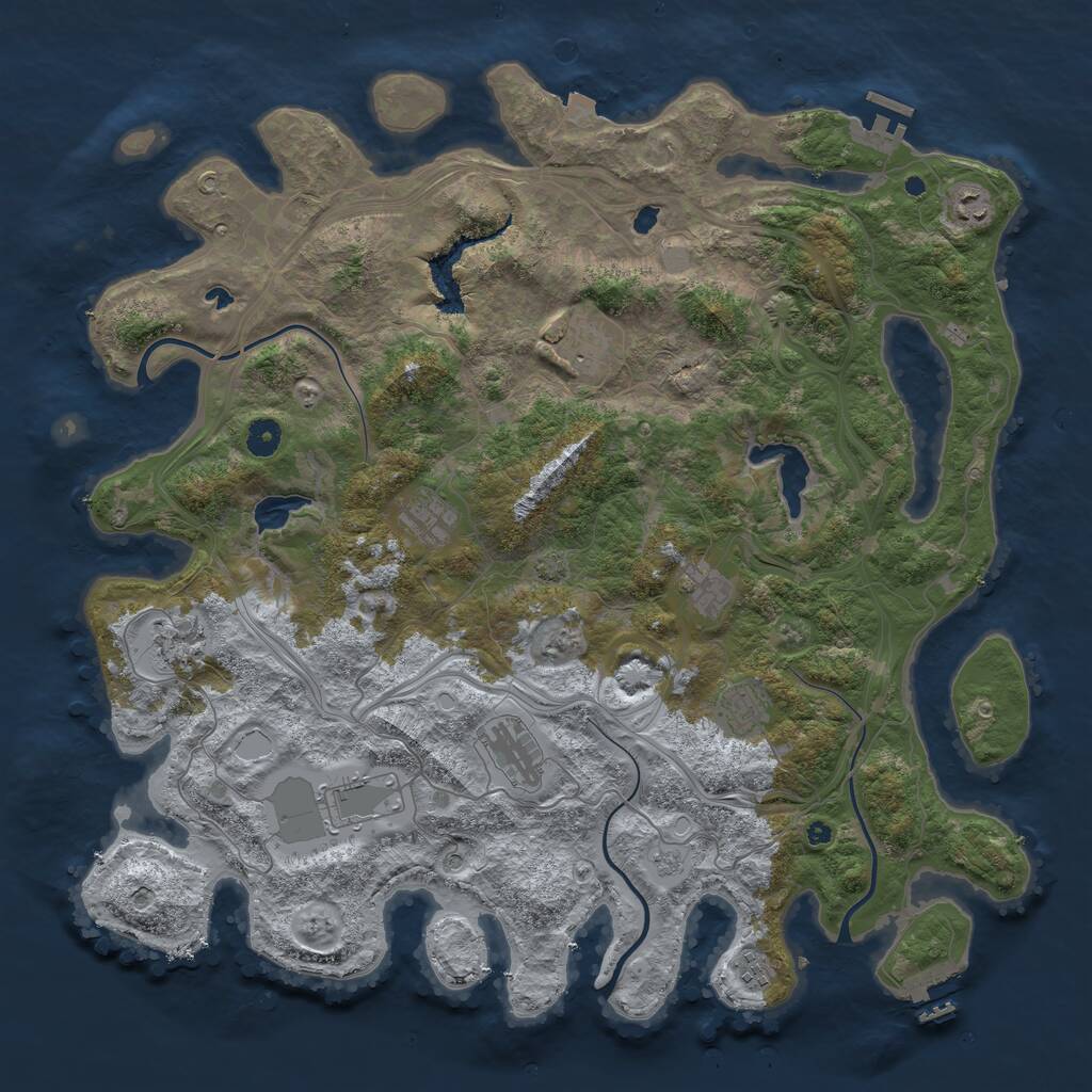 Rust Map: Procedural Map, Size: 4500, Seed: 1377110725, 15 Monuments