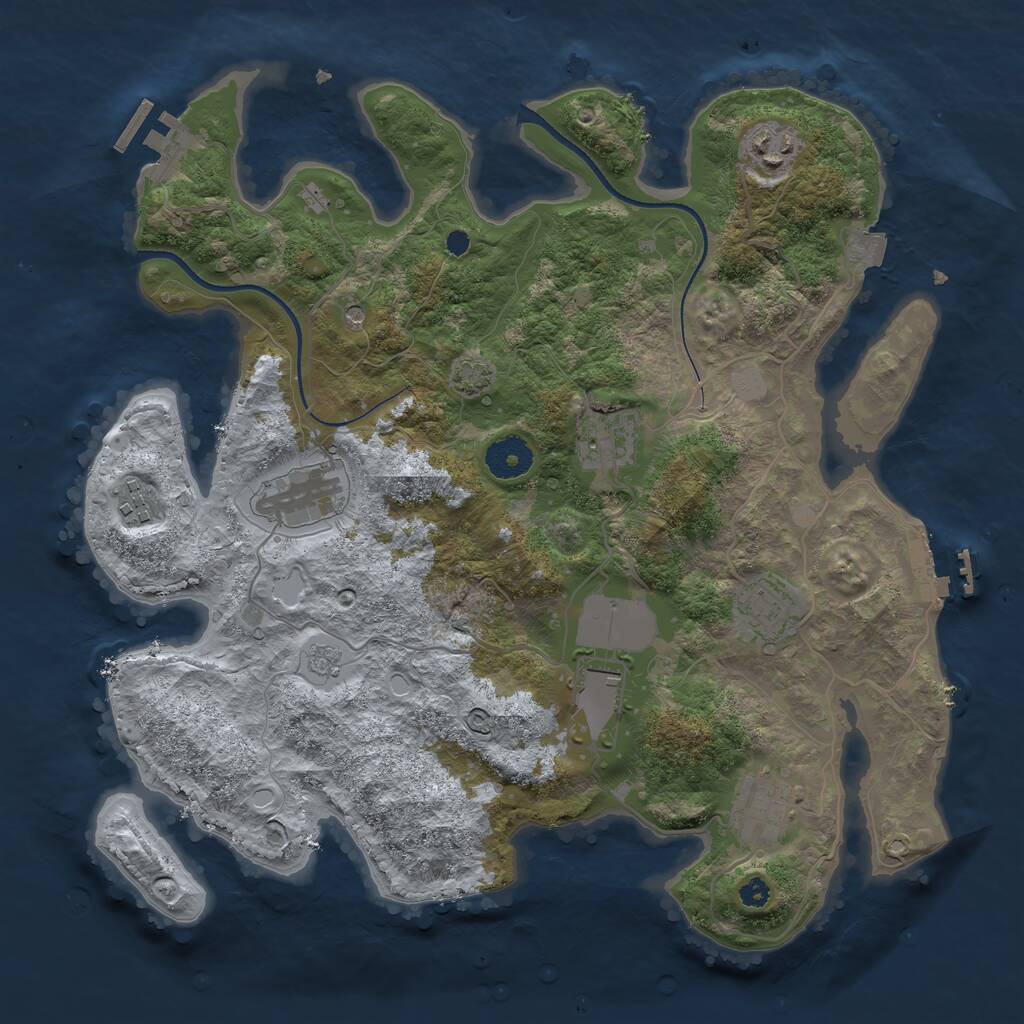 Rust Map: Procedural Map, Size: 3500, Seed: 1546557490, 13 Monuments