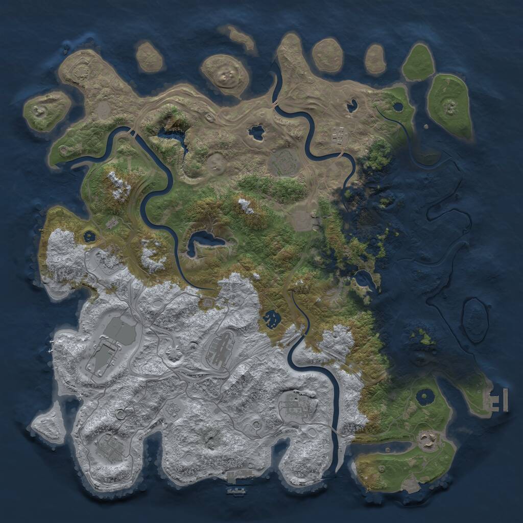 Rust Map: Procedural Map, Size: 4501, Seed: 100321, 16 Monuments