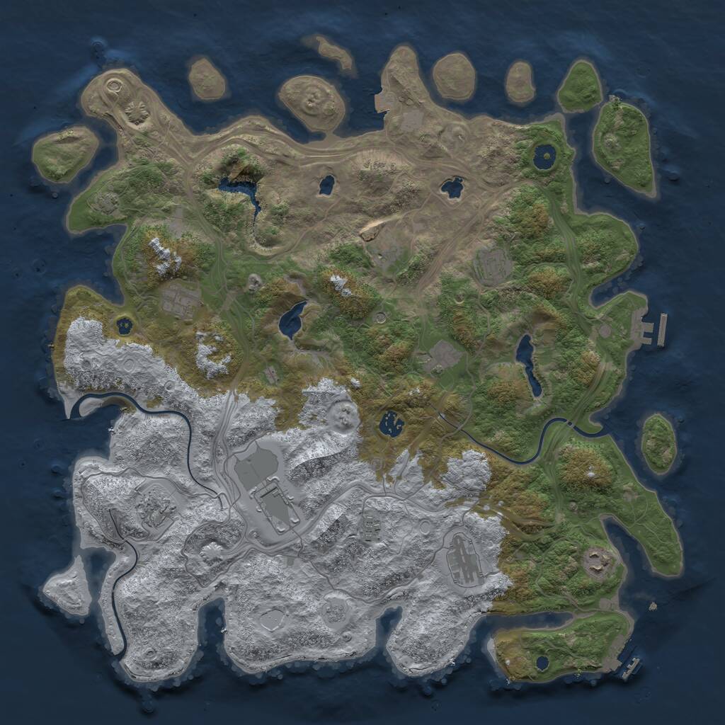 Rust Map: Procedural Map, Size: 4501, Seed: 100321, 16 Monuments