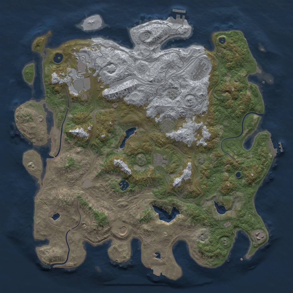 Rust Map: Procedural Map, Size: 4500, Seed: 1341415749, 14 Monuments